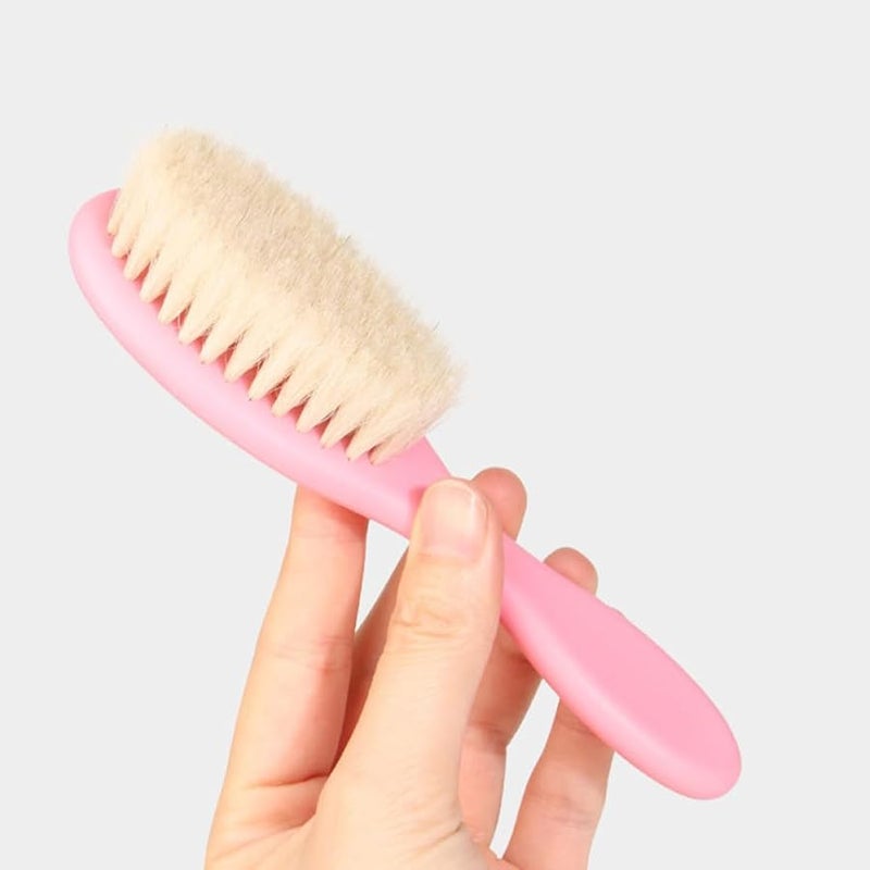 Wakauto Pink Handle Wool Bath Brush Soft Scrubber For Scalp Skin And Newborn Care - Image 4